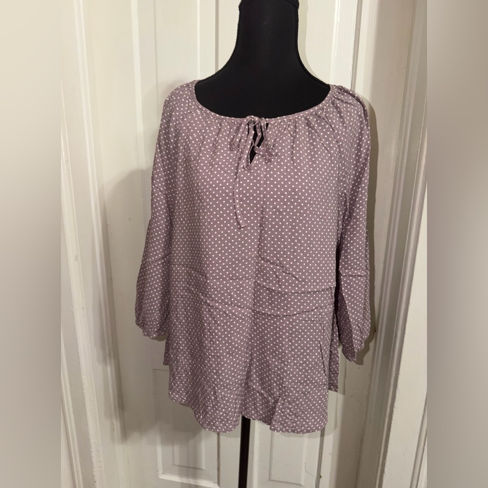 Women's size medium Fred David Lavender Polka Dot‎ Blouse, shirt, top